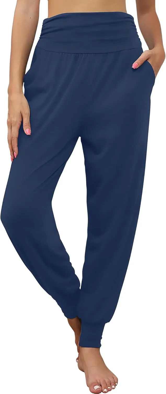2 Pack Women's Yoga Joggers, Cozy Sweatpants with Pockets Casual Loose Comfy High Waisted Lounge Pants