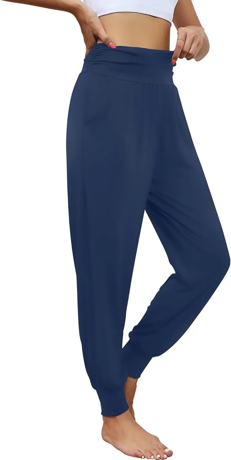 2 Pack Women's Yoga Joggers, Cozy Sweatpants with Pockets Casual Loose Comfy High Waisted Lounge Pants