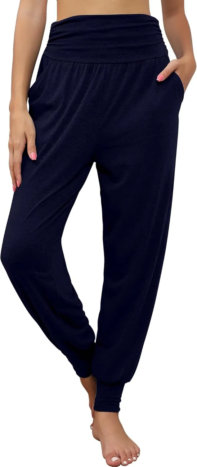 2 Pack Women's Yoga Joggers, Cozy Sweatpants with Pockets Casual Loose Comfy High Waisted Lounge Pants