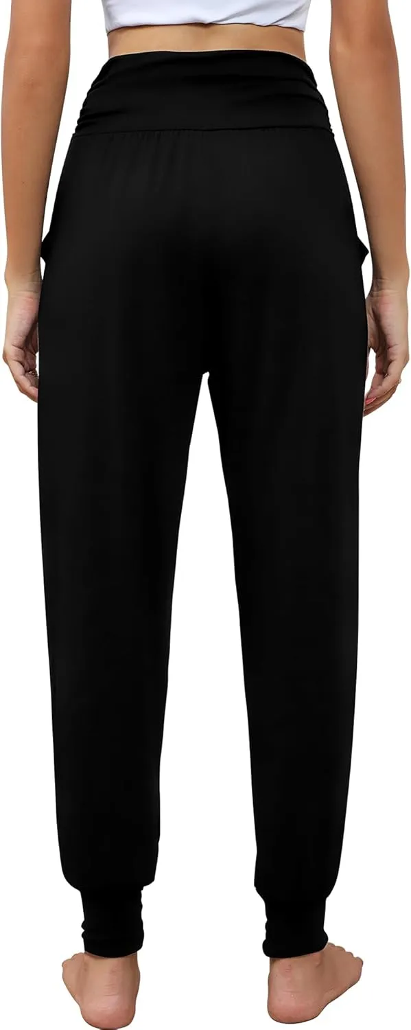 2 Pack Women's Yoga Joggers, Cozy Sweatpants with Pockets Casual Loose Comfy High Waisted Lounge Pants