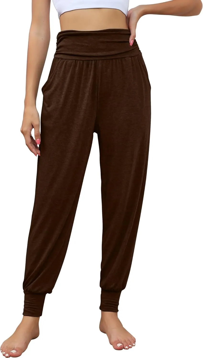2 Pack Women's Yoga Joggers, Cozy Sweatpants with Pockets Casual Loose Comfy High Waisted Lounge Pants