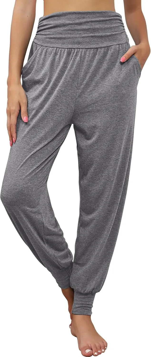 2 Pack Women's Yoga Joggers, Cozy Sweatpants with Pockets Casual Loose Comfy High Waisted Lounge Pants