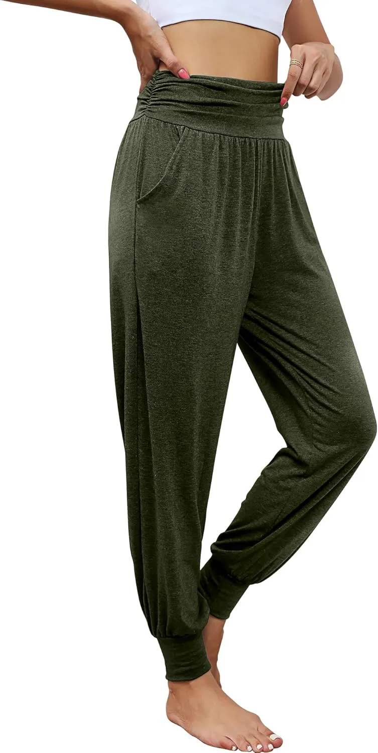 2 Pack Women's Yoga Joggers, Cozy Sweatpants with Pockets Casual Loose Comfy High Waisted Lounge Pants