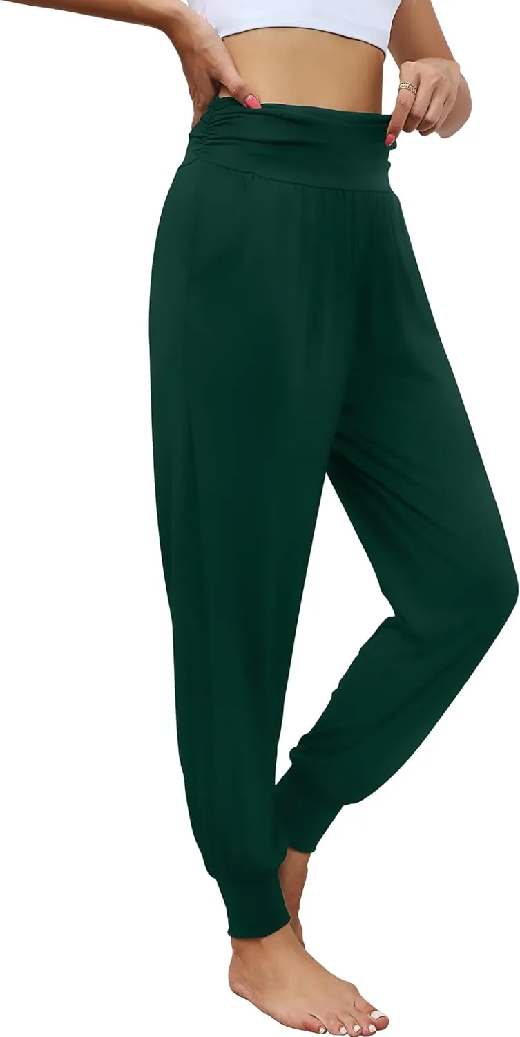 2 Pack Women's Yoga Joggers, Cozy Sweatpants with Pockets Casual Loose Comfy High Waisted Lounge Pants