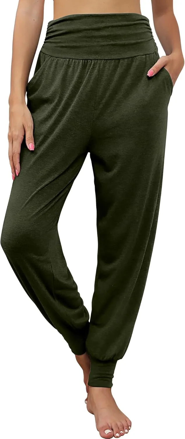 2 Pack Women's Yoga Joggers, Cozy Sweatpants with Pockets Casual Loose Comfy High Waisted Lounge Pants