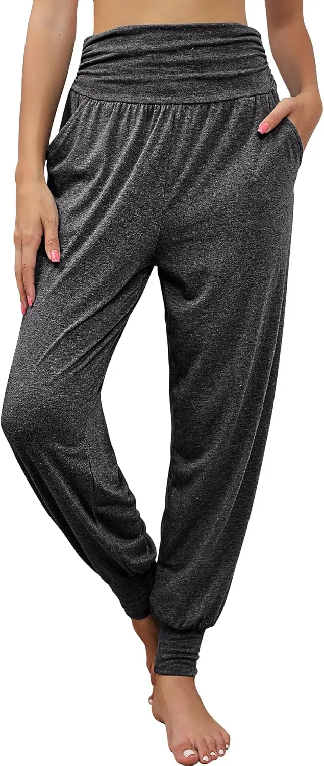 2 Pack Women's Yoga Joggers, Cozy Sweatpants with Pockets Casual Loose Comfy High Waisted Lounge Pants