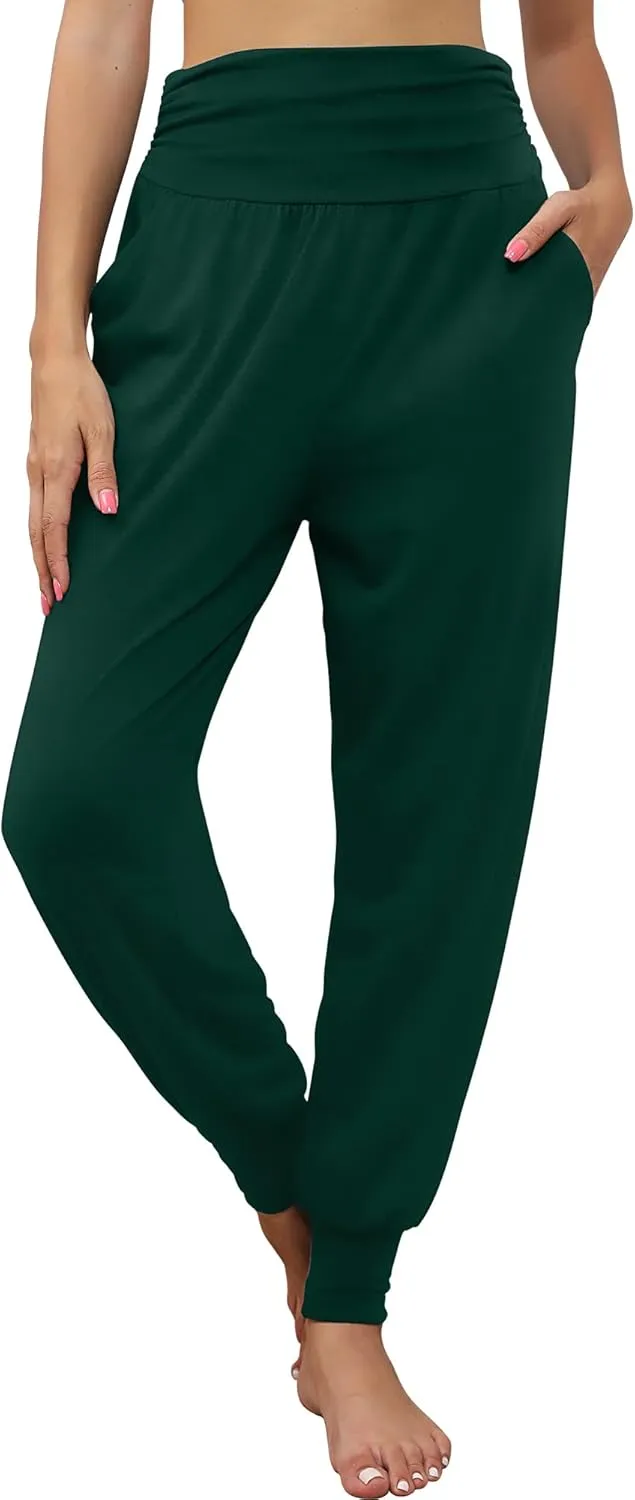 2 Pack Women's Yoga Joggers, Cozy Sweatpants with Pockets Casual Loose Comfy High Waisted Lounge Pants