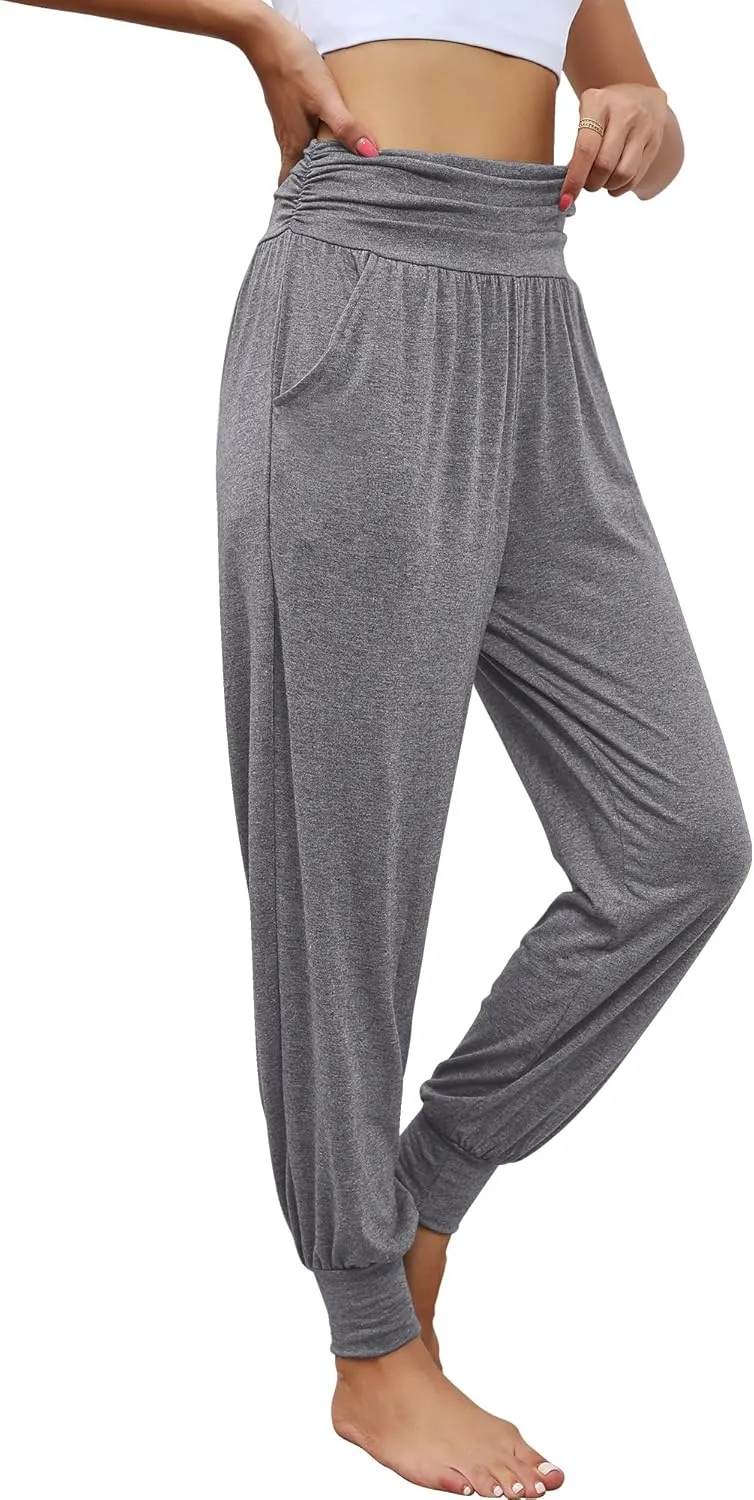 2 Pack Women's Yoga Joggers, Cozy Sweatpants with Pockets Casual Loose Comfy High Waisted Lounge Pants