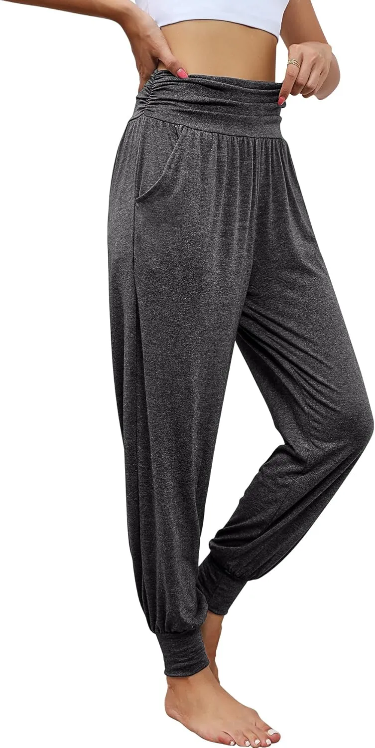 2 Pack Women's Yoga Joggers, Cozy Sweatpants with Pockets Casual Loose Comfy High Waisted Lounge Pants