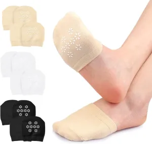 6 Pairs No Show Toe Topper Socks for Women - Non-Skid, Seamless & Breathable Half Socks with Grip, Ultra Comfortable for Sneakers, Flats and Heels