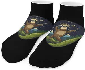 A Running Sloth Moonnight Printed Ankle Socks No Show Sock Low-Cut Athletic Socks for Men Women 1 Pair