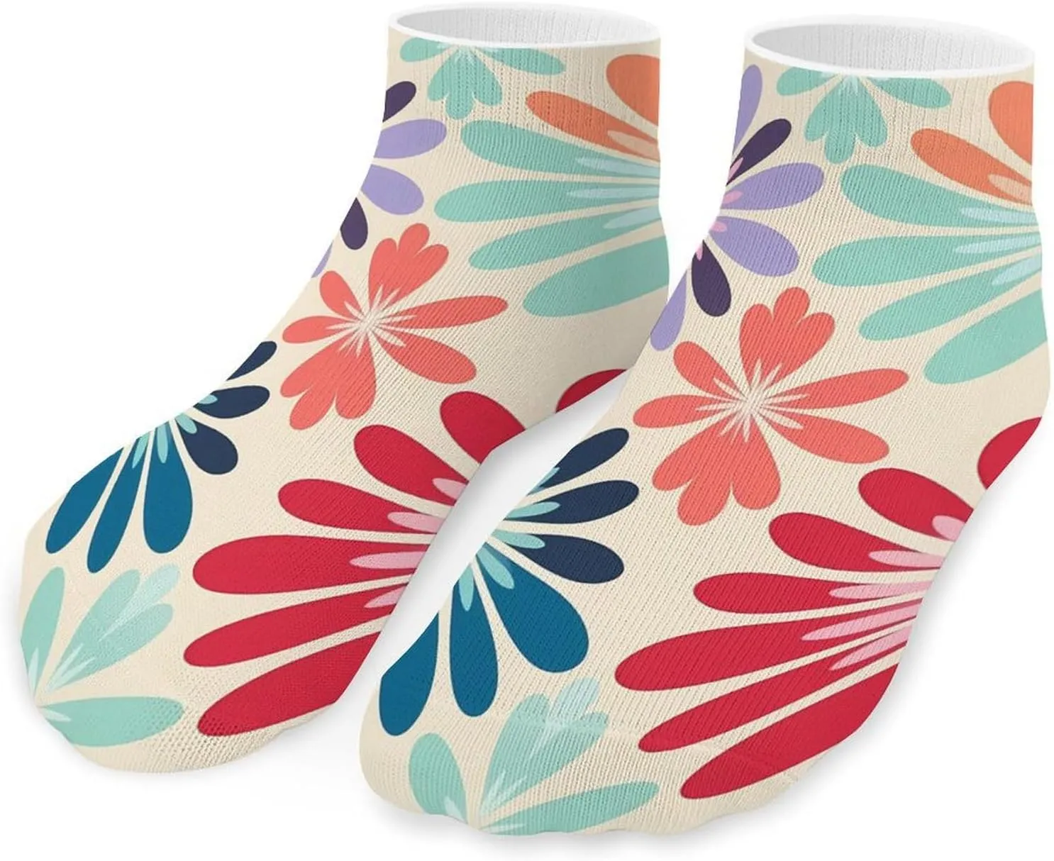 Abstract Daisy Floral Printed Ankle Socks No Show Sock Low-Cut Athletic Socks for Men Women 1 Pair