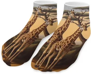 African Wildlife Giraffe Printed Ankle Socks No Show Sock Low-Cut Athletic Socks for Men Women 1 Pair