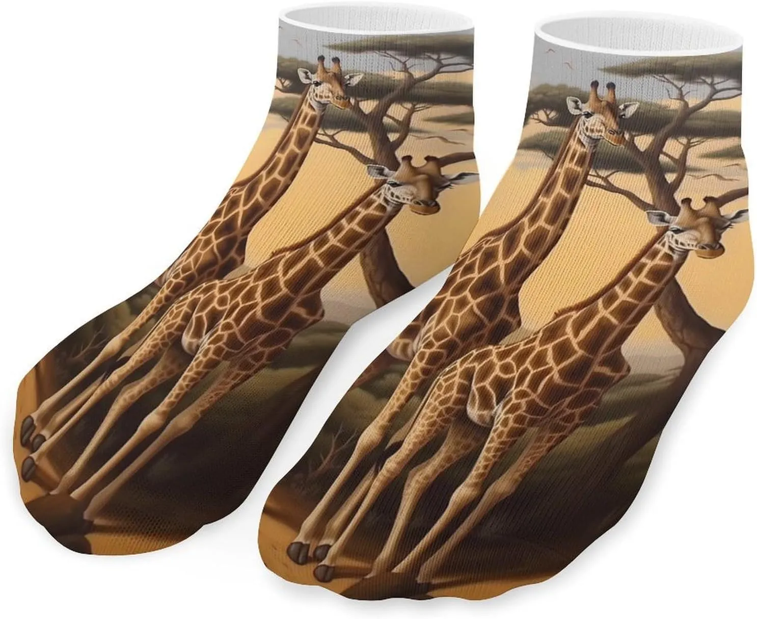 African Wildlife Giraffe Printed Ankle Socks No Show Sock Low-Cut Athletic Socks for Men Women 1 Pair