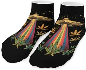Alien and Weed Printed Ankle Socks No Show Sock Low-Cut Athletic Socks for Men Women 1 Pair