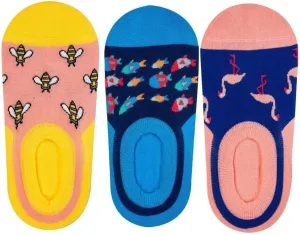 Animal Patterned Fun Colorful No Show Socks for Women - Low Cut Organic Cotton Socks - Invisible Socks for Sneakers Women Size 6-9 - 3 Pack (6-9, No-Show Mix 2)