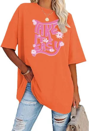 Aoang Graphic Tshirts Oversized Womens Summer Crewneck Short Sleeve Tee Shirt Blouse Tops