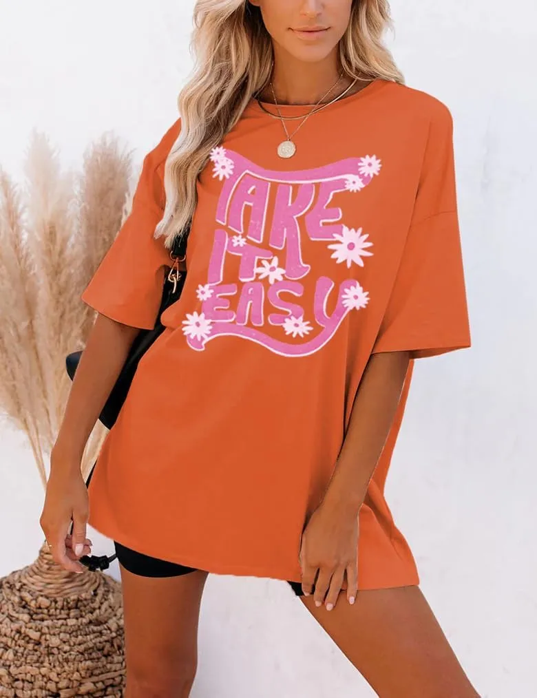Aoang Graphic Tshirts Oversized Womens Summer Crewneck Short Sleeve Tee Shirt Blouse Tops
