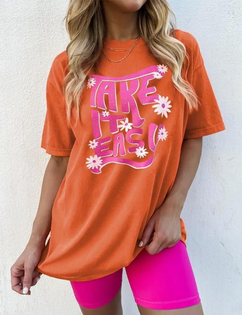 Aoang Graphic Tshirts Oversized Womens Summer Crewneck Short Sleeve Tee Shirt Blouse Tops