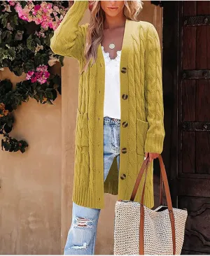AYGJKIE Women's Long Sleeve Chunky Knit Sweater Cardigan Jacket