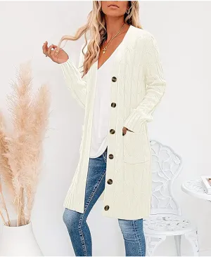 AYGJKIE Women's Long Sleeve Chunky Knit Sweater Cardigan Jacket