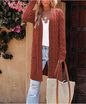 AYGJKIE Women's Long Sleeve Chunky Knit Sweater Cardigan Jacket