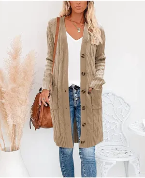 AYGJKIE Women's Long Sleeve Chunky Knit Sweater Cardigan Jacket