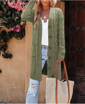 AYGJKIE Women's Long Sleeve Chunky Knit Sweater Cardigan Jacket