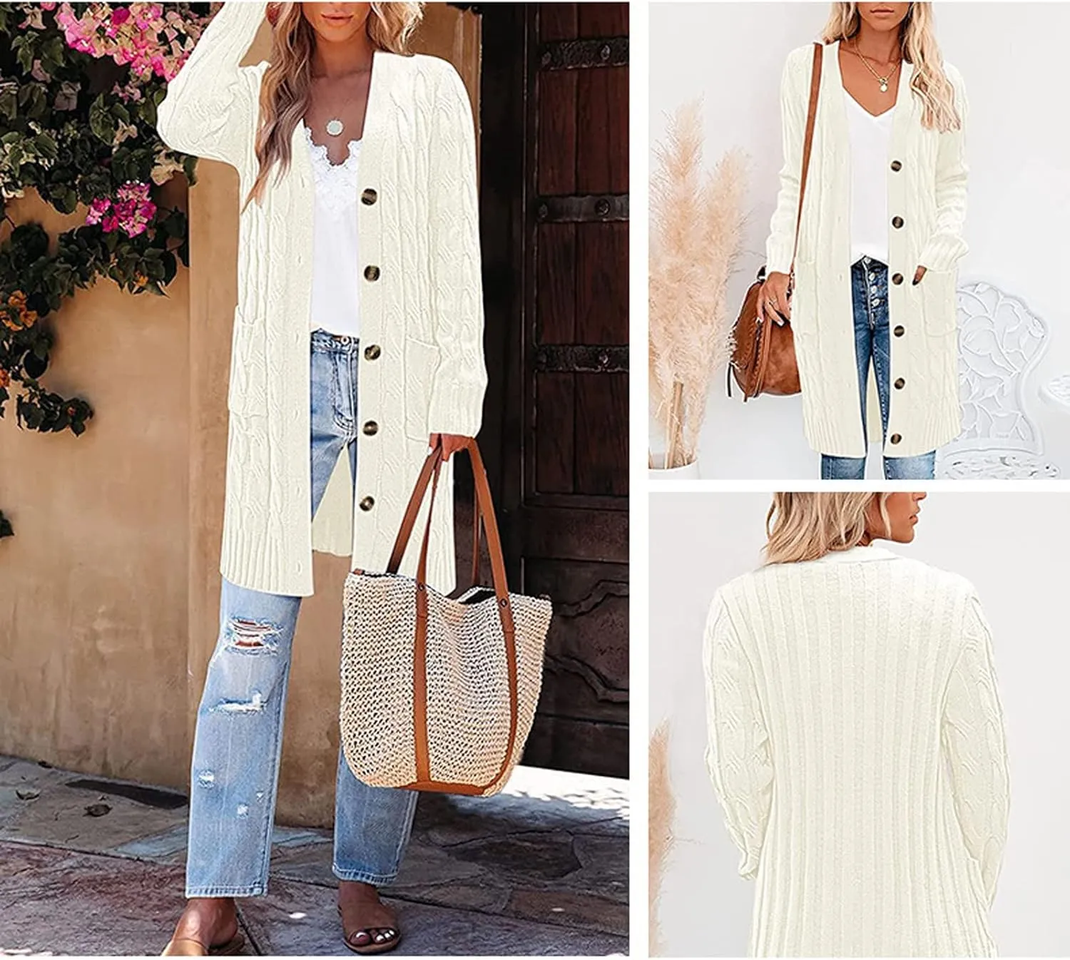 AYGJKIE Women's Long Sleeve Chunky Knit Sweater Cardigan Jacket