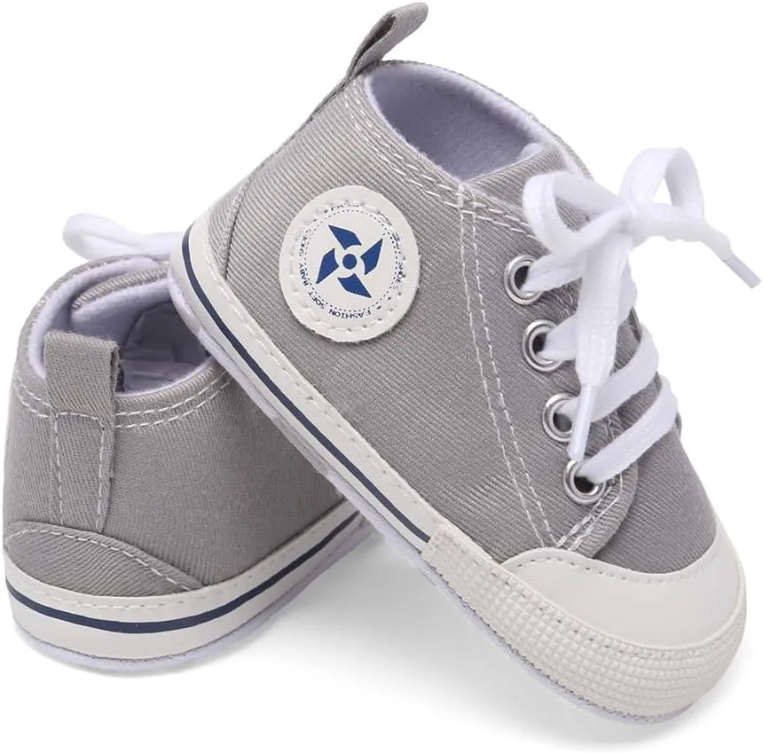 Baby Boys Girls Star High Top Sneaker Soft Anti-Slip Sole Newborn Infant First Walkers Canvas Denim Shoes