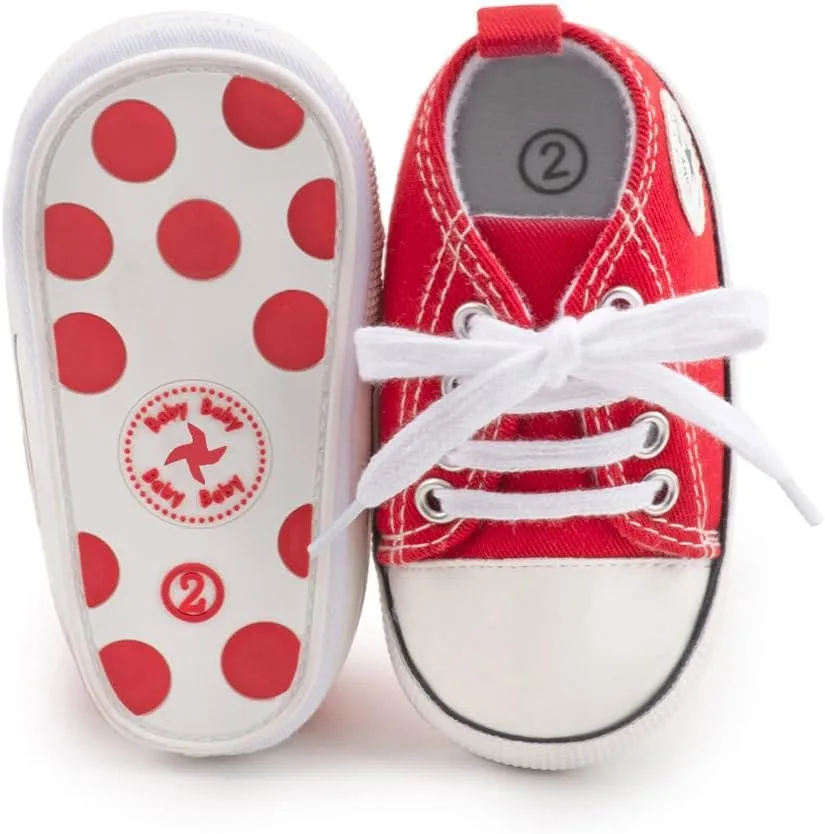 Baby Boys Girls Star High Top Sneaker Soft Anti-Slip Sole Newborn Infant First Walkers Canvas Denim Shoes