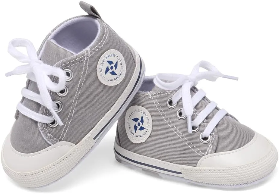 Baby Boys Girls Star High Top Sneaker Soft Anti-Slip Sole Newborn Infant First Walkers Canvas Denim Shoes
