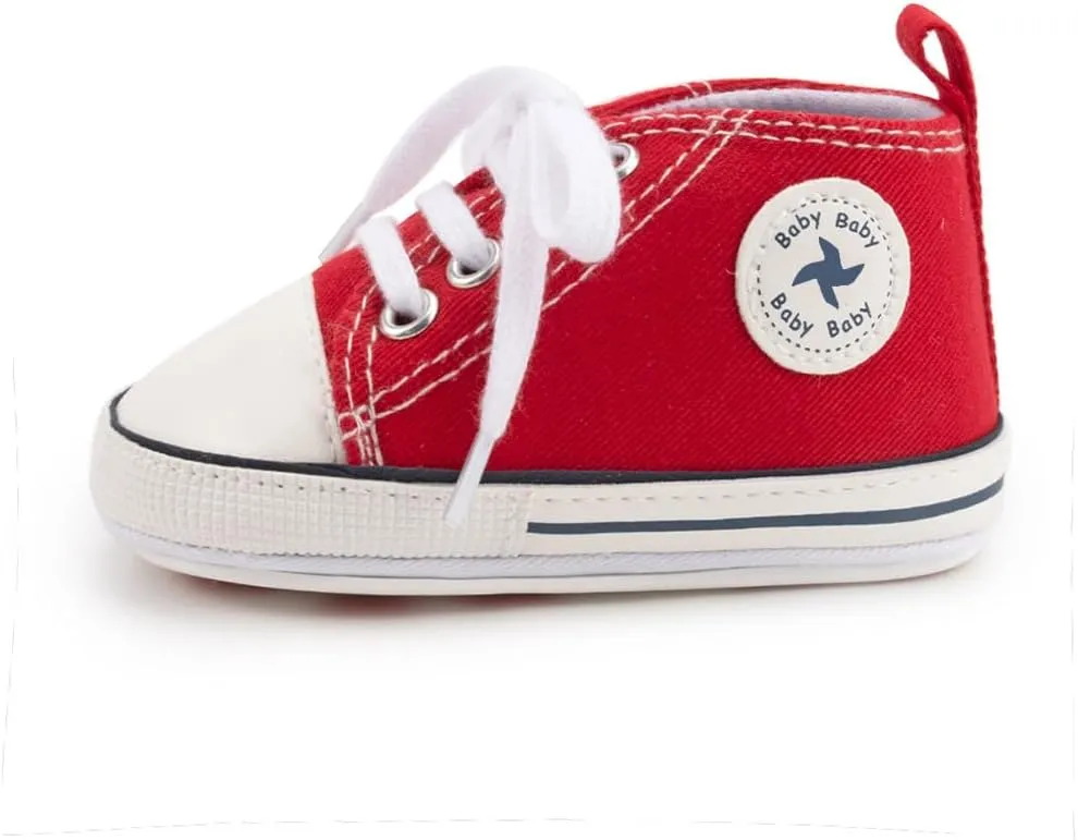 Baby Boys Girls Star High Top Sneaker Soft Anti-Slip Sole Newborn Infant First Walkers Canvas Denim Shoes