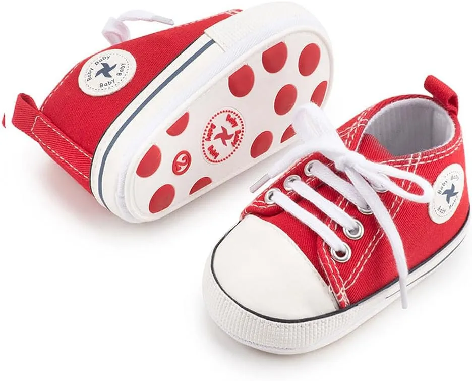 Baby Boys Girls Star High Top Sneaker Soft Anti-Slip Sole Newborn Infant First Walkers Canvas Denim Shoes