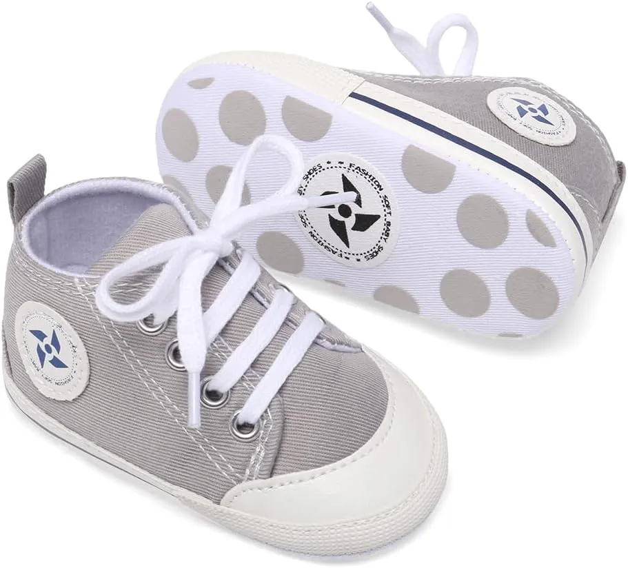 Baby Boys Girls Star High Top Sneaker Soft Anti-Slip Sole Newborn Infant First Walkers Canvas Denim Shoes