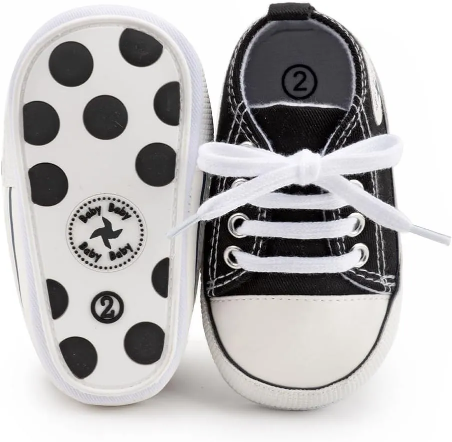 Baby Boys Girls Star High Top Sneaker Soft Anti-Slip Sole Newborn Infant First Walkers Canvas Denim Shoes