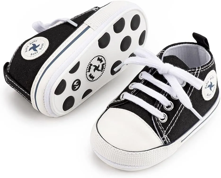 Baby Boys Girls Star High Top Sneaker Soft Anti-Slip Sole Newborn Infant First Walkers Canvas Denim Shoes