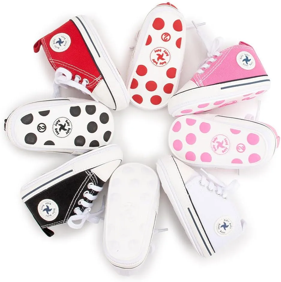 Baby Boys Girls Star High Top Sneaker Soft Anti-Slip Sole Newborn Infant First Walkers Canvas Denim Shoes