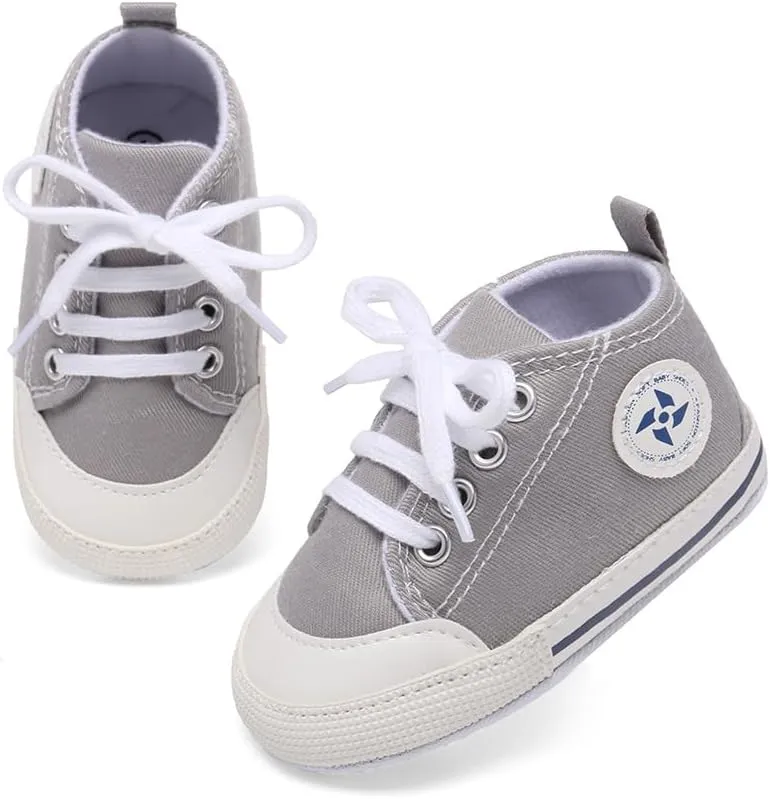 Baby Boys Girls Star High Top Sneaker Soft Anti-Slip Sole Newborn Infant First Walkers Canvas Denim Shoes