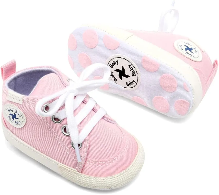 Baby Girls Boys Shoes Soft Anti-Slip Sole Newborn First Walkers High Top Canvas Denim Unisex Infant Sneaker