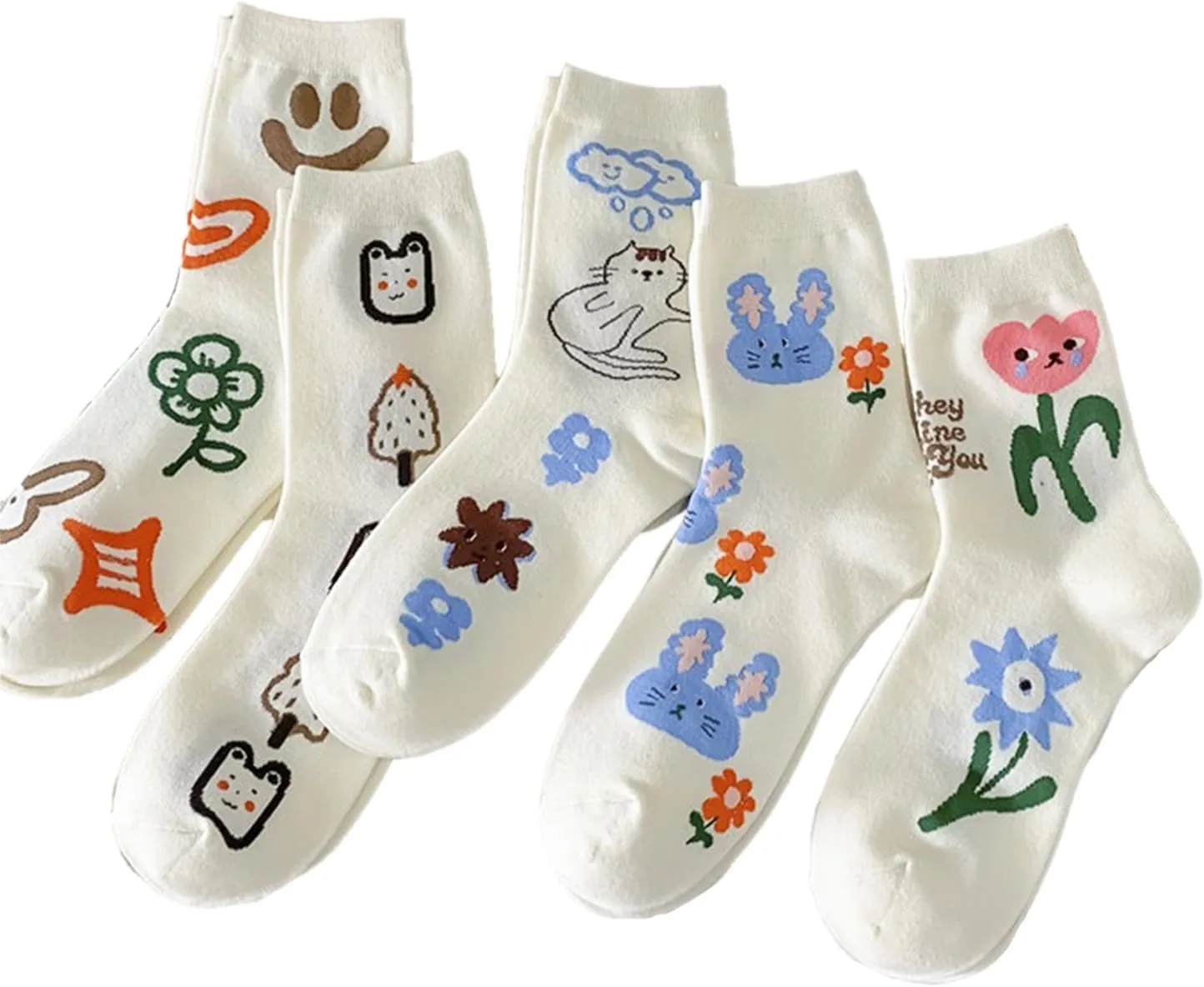 Benefeet Sox Womens Funny Crew Socks Girls Cute Patterned Dress Socks Cotton Funky High Ankle Sock Athletic Mid-calf Sock
