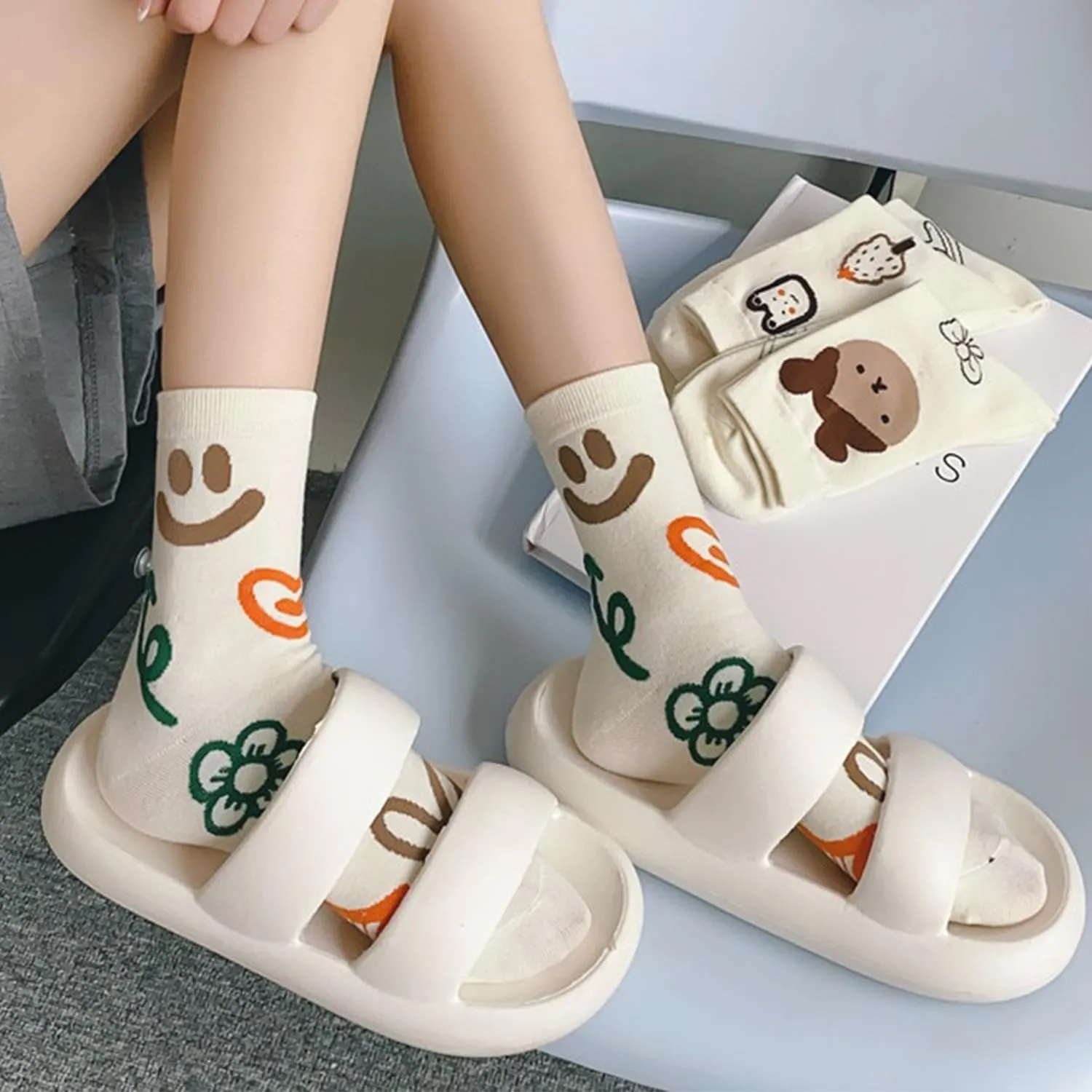 Benefeet Sox Womens Funny Crew Socks Girls Cute Patterned Dress Socks Cotton Funky High Ankle Sock Athletic Mid-calf Sock