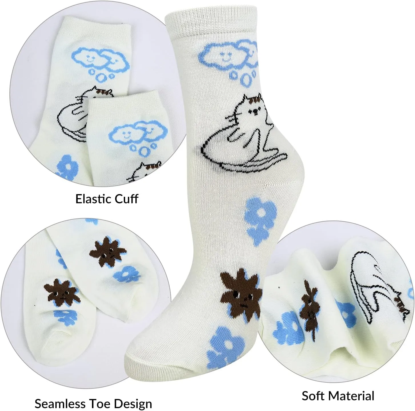 Benefeet Sox Womens Funny Crew Socks Girls Cute Patterned Dress Socks Cotton Funky High Ankle Sock Athletic Mid-calf Sock