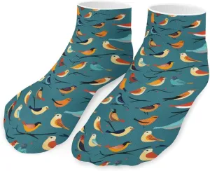 Birds Pattern Printed Ankle Socks No Show Sock Low-Cut Athletic Socks for Men Women 1 Pair