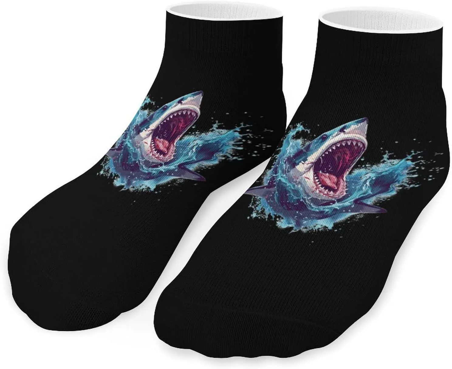 Bite Shark Printed Ankle Socks No Show Sock Low-Cut Athletic Socks for Men Women 1 Pair