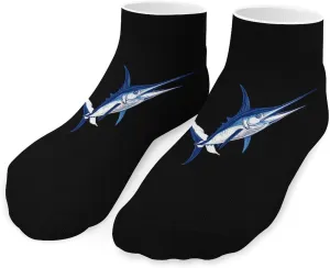 Blue Marlin Fish Printed Ankle Socks No Show Sock Low-Cut Athletic Socks for Men Women 1 Pair