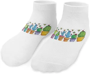 Cactus and Bees Printed Ankle Socks No Show Sock Low-Cut Athletic Socks for Men Women 1 Pair