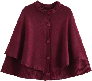 Cape Coat for Women Button Up Cropped Cardigan Knitted Sweater Downtown Girl Clothes Y2k Streetwear Fall Top