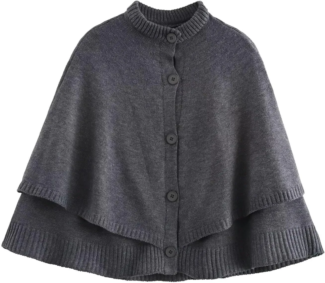 Cape Coat for Women Button Up Cropped Cardigan Knitted Sweater Downtown Girl Clothes Y2k Streetwear Fall Top