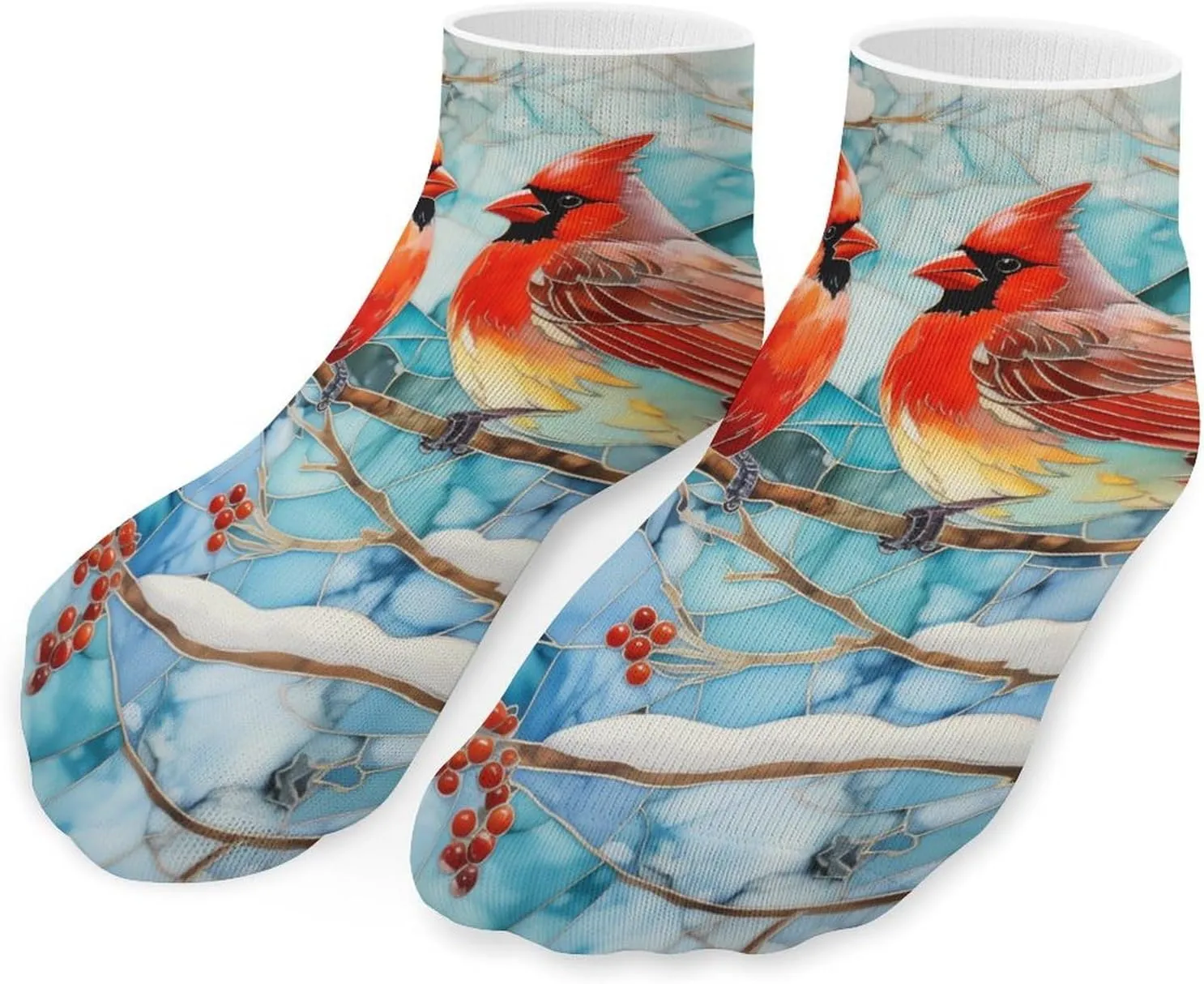 Cardinal Birds Printed Ankle Socks No Show Sock Low-Cut Athletic Socks for Men Women 1 Pair